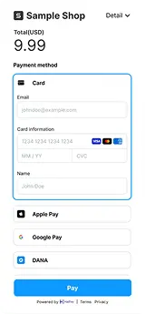 HaiPay mobile checkout and wallet experience on a smartphone for international merchants.
